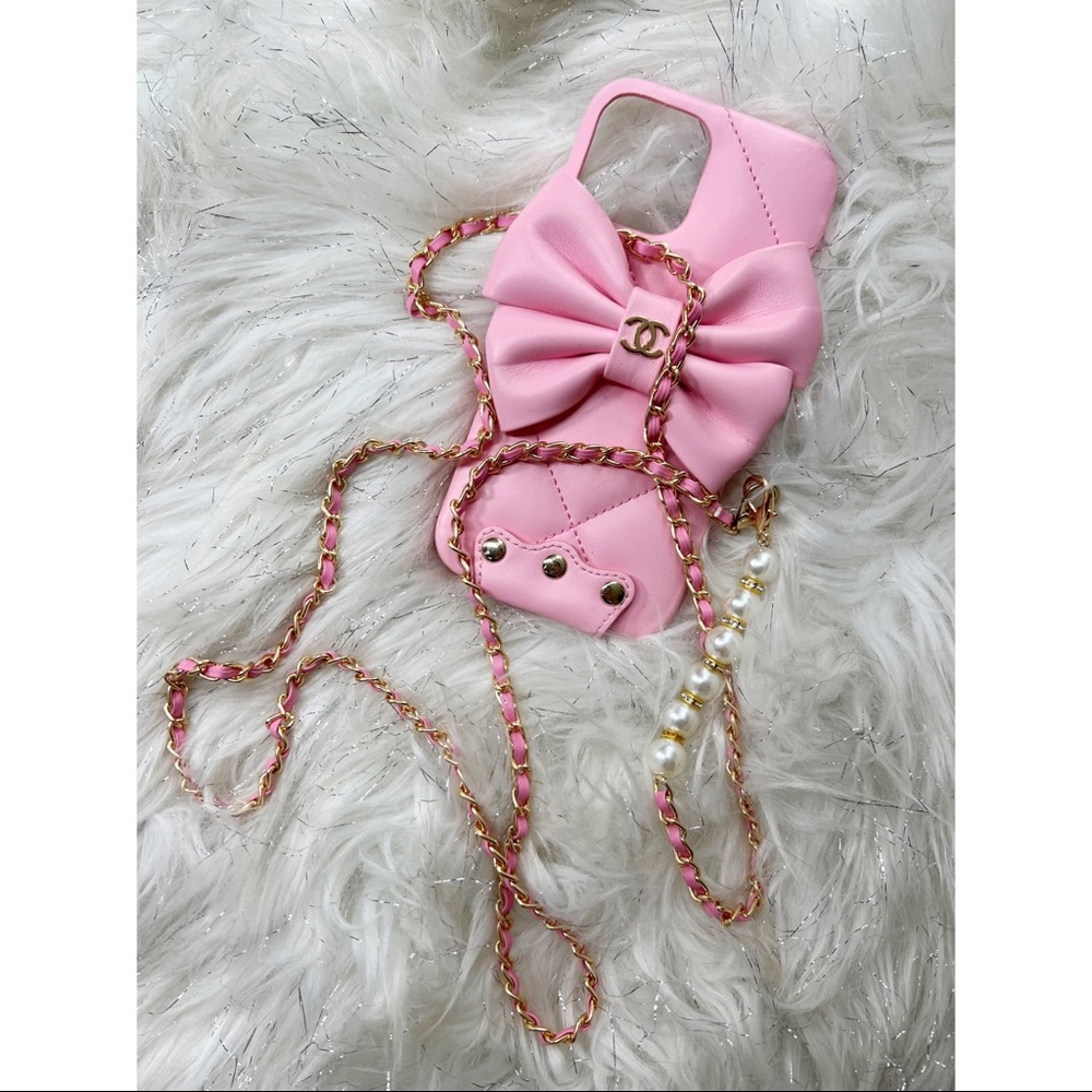 iPhone 13 pro max pink case with strap